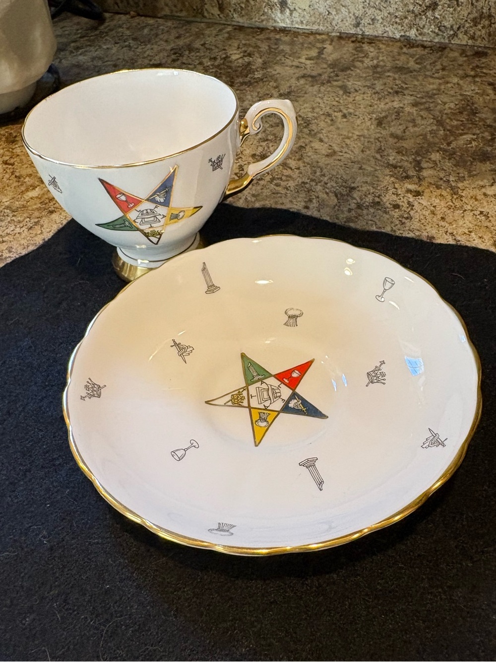 OES Tuscan Fine Bone China Order of Eastern Star Tea Cup and Saucer England